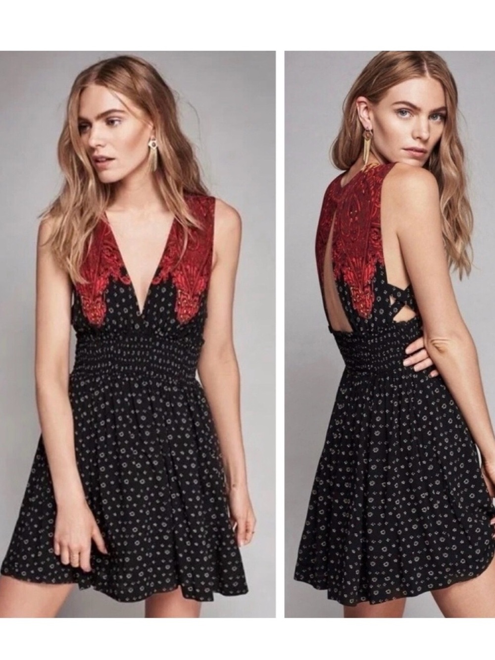 Free people walking through my dreams, V-neck mini dress. Size small.